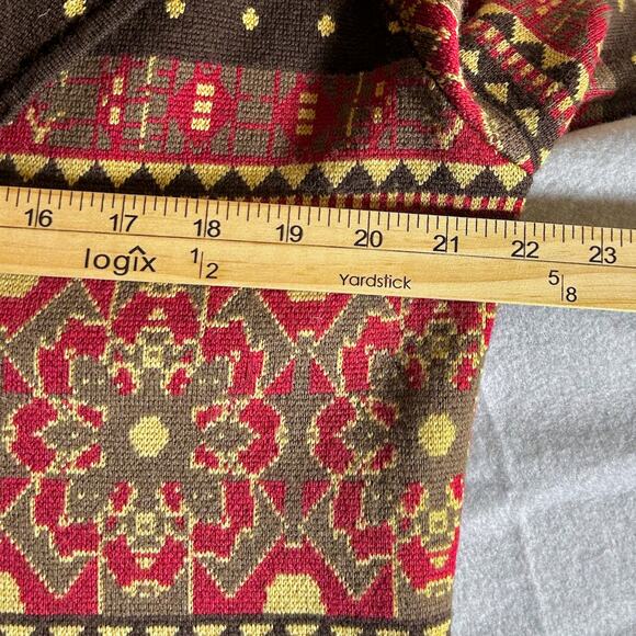 Icelandic 100% Merino Wool Cardigan Duster Nordic Fair Isle Ski Cabin Luxury XL - Picture 11 of 12